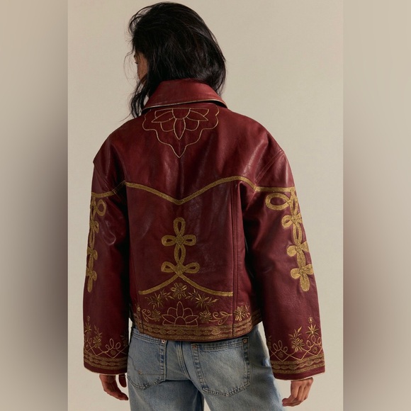 Free People We The Free Lana Leather Jacket in Brick Wall - Picture 3 of 16